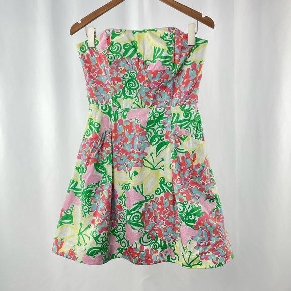 Lilly Pulitzer Strapless‎ Cotton Floral Mini Dress in Multi Size 6 - Picture 1 of 5